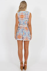 Blue Crochet Cross Over Playsuit - Macey