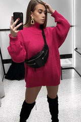 Pink Chunky Knit Jumper Dress - Maci