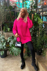 Pink Chunky Knit Jumper Dress - Maci