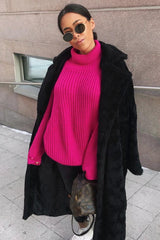 Pink Chunky Knit Jumper Dress - Maci