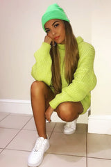 Lime Chunky Knit Jumper Dress - Maci