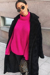 Pink Chunky Knit Jumper Dress - Maci