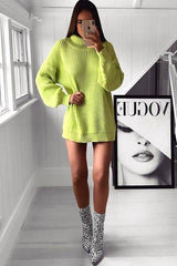 Lime Chunky Knit Jumper Dress - Maci