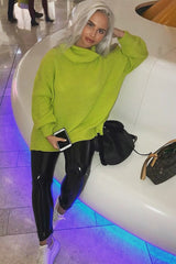 Lime Chunky Knit Jumper Dress - Maci