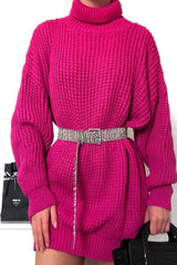 Pink Chunky Knit Jumper Dress - Maci