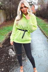 Lime Chunky Knit Jumper Dress - Maci