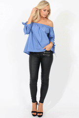 Blue Bardot Tie Cuff Top - Macy