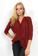 Macy Rust Cross Over Dropped Hem Top