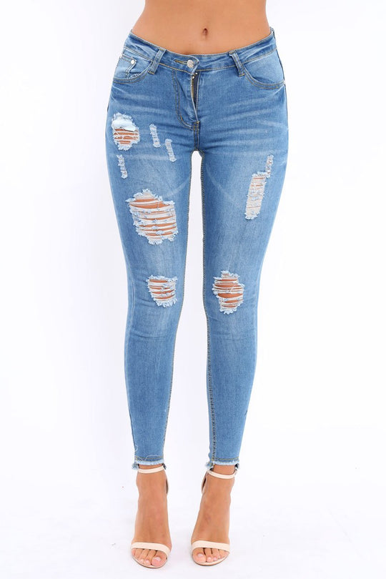 Light Blue Distressed Jeans - Macy
