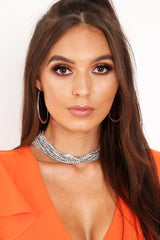 Silver Diamante Multi Layered Choker Necklace - Kamren