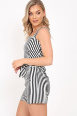 Black And White Stripe Shorts And Crop Top Co-Ord - Madden