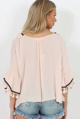 Pink Tassel Blouse - Maddey
