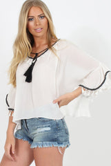 White Tassel Blouse - Maddey