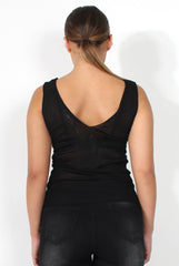 Madison Silver Sheer Sequin Top