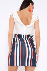 White Lace Plunge Frill Bodysuit - Maelani