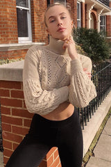 Stone Cable Knit Roll Neck Jumper - Maelie