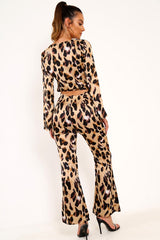 Leopard Satin Trousers And Shirt Co-ord - Maera