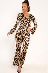 Leopard Satin Trousers And Shirt Co-ord - Maera