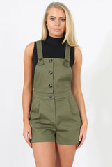Khaki Button Up Playsuit - Magda