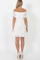 White Lace Bardot Dress - Magdalena