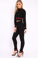 Ribbed Hooded Loungewear Set with Contrast Stripe - Maggy