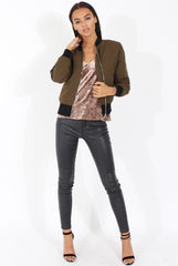 Khaki Bomber Jacket - Maisie