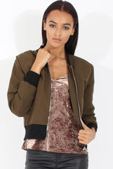 Khaki Bomber Jacket - Maisie