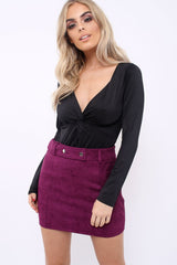 Plum Suedette Mini Skirt - Makinze