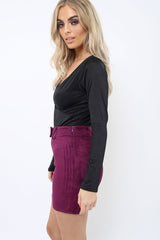 Plum Suedette Mini Skirt - Makinze