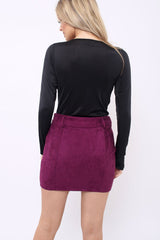 Plum Suedette Mini Skirt - Makinze