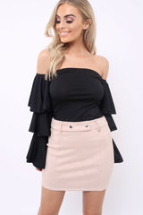 Nude Suedette Mini Skirt - Makinze