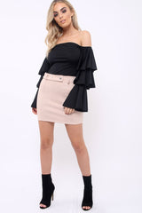 Nude Suedette Mini Skirt - Makinze