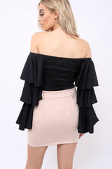 Nude Suedette Mini Skirt - Makinze