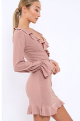 Rose Wrap Mini Dress with Frills - Maleigh