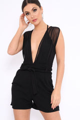 Black Mesh V-Plunge Bodysuit - Malie