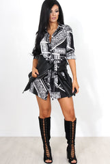 Malin Black And White Aztec Shirt Dress
