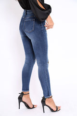 Dark Blue Fishnet Jeans - Malorie