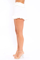 White Frill Hem Shorts - Malvina