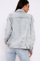 Light Wash Distressed Denim Jacket - Manila