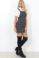 Black Checkered Pinafore-Naomi