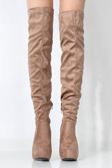 Mara Beige Suede Over The Knee Boots