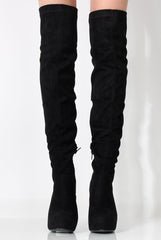 Mara Black Suede Over The Knee Boots