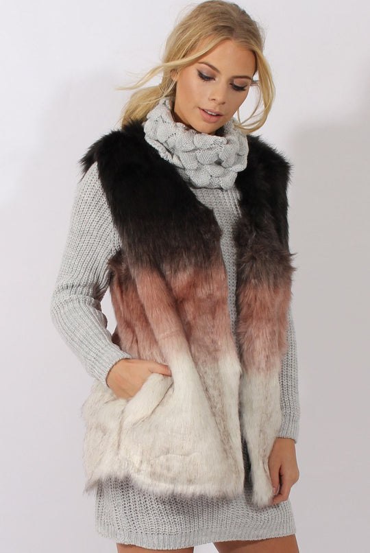 Pink Gradient Faux Fur Gilet - Briella
