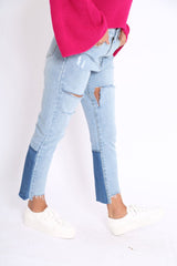 Light Contrast Denim Jeans - Margie