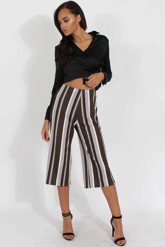 Khaki Stripe Stripe Culotte - Margo