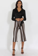 Khaki Stripe Stripe Culotte - Margo