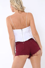 White Cami Frill Crop Top - Margot