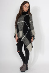 Maria Black Knitted Roll Neck Poncho