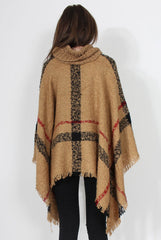Maria Beige Knitted Roll Neck Poncho