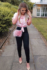 Pink Ruffle Sleeve Tie Front Shirt - Mariana